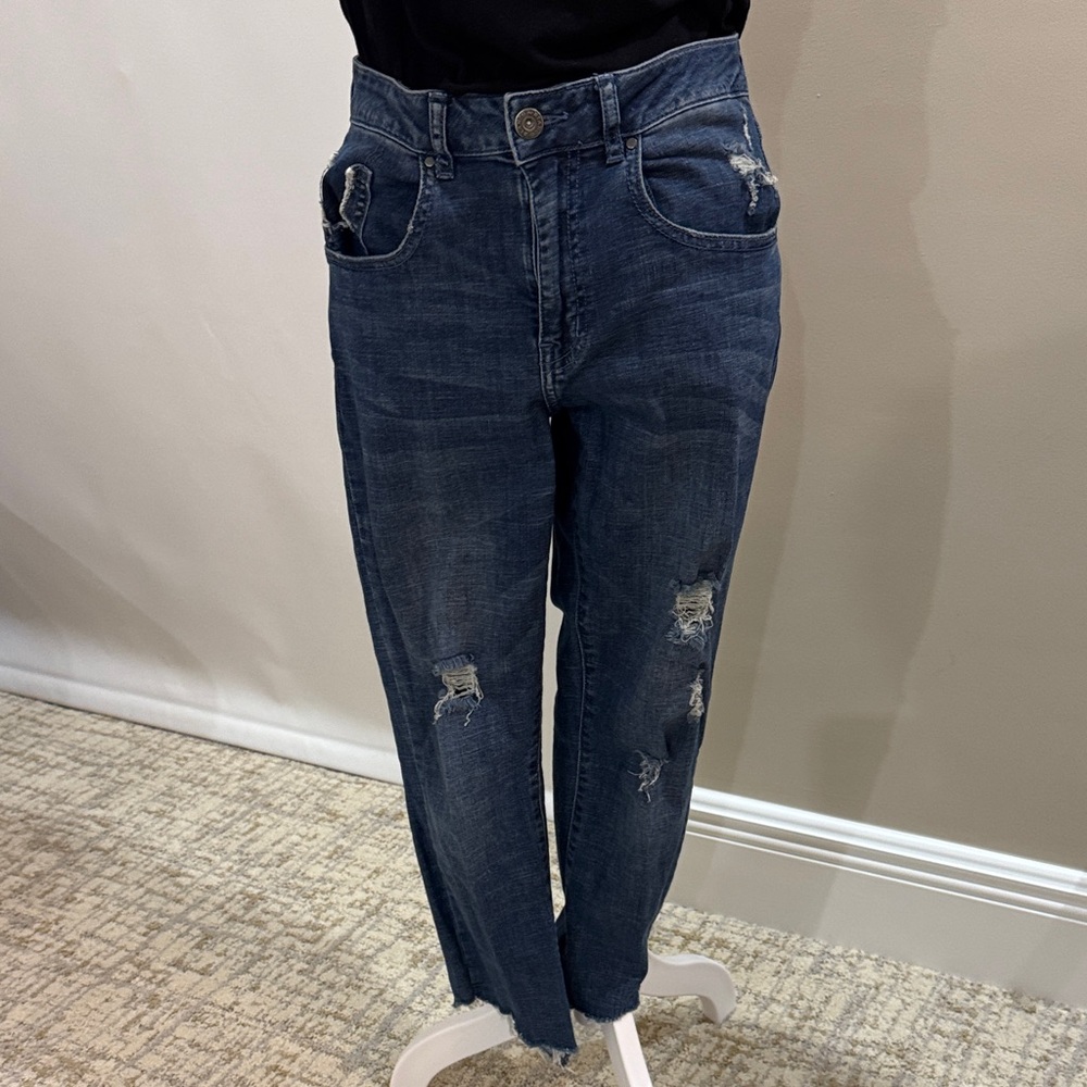 Women's Distressed Blue Jeans